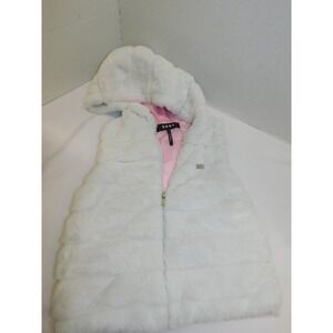 DNKY Girls Fur Zip Up Hooded Vest Size 5